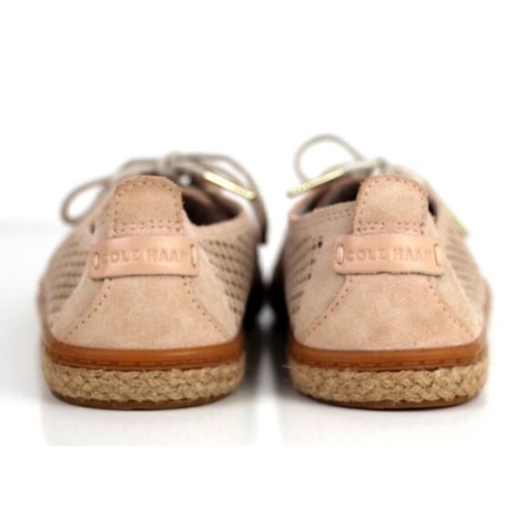 Cole Haan PERFORATED BEIGE GENUINE SUEDE LACE UP SNEAKERS COMFORT SHOES Size 7 - Picture 4 of 12